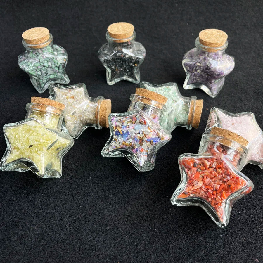 Crystal Wishing Bottles with Healing Stones Natural Crystal Chips Love Theme Fashion Trend