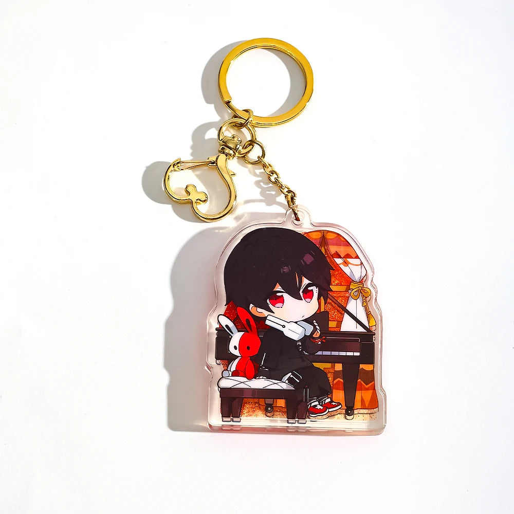 CNAWO Cartoon Acrylic Keychain Custom Charm Acrylic Keychain Oil Liquid Quicksand Keychain