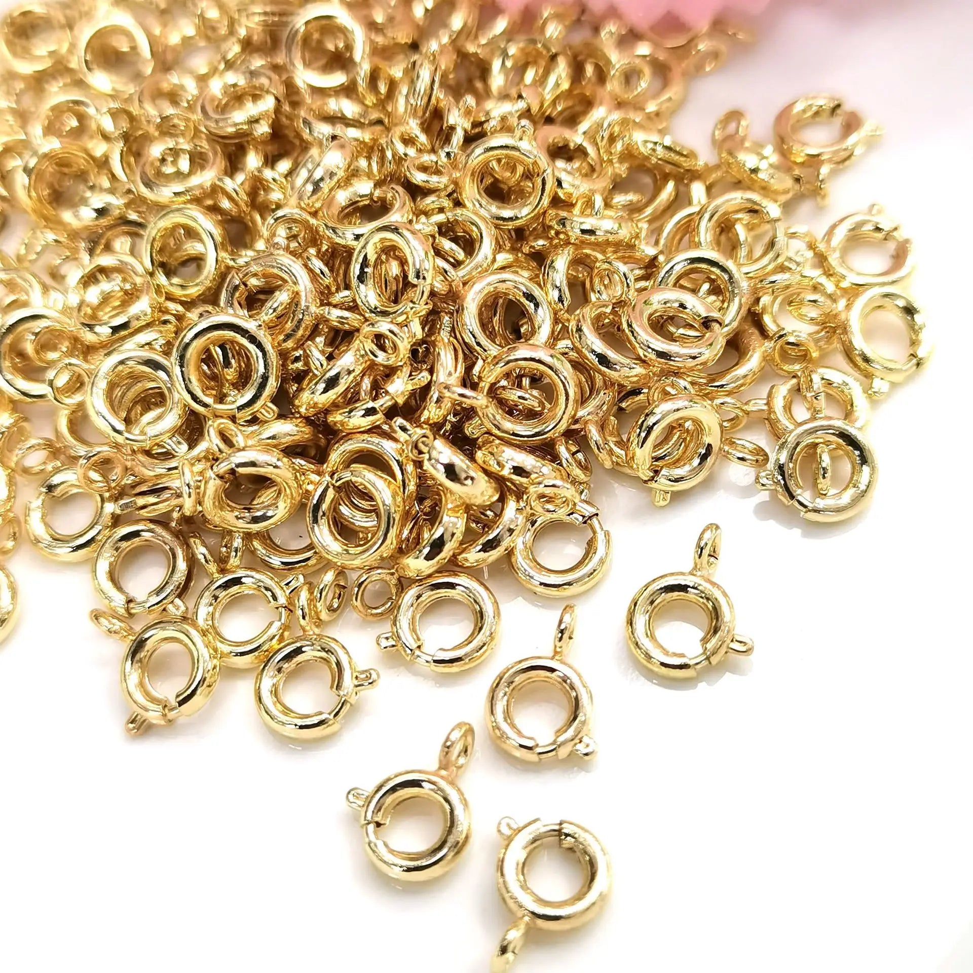 14K 18K Brass Gold Filled Connector Distributor Jewelry Finding Spring Ring Diy Necklace Bracelet Accessories Jewelry Clasp