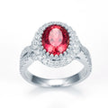 Lab-Grown Diamond Red  Oval-shape 18K Engagement Ring