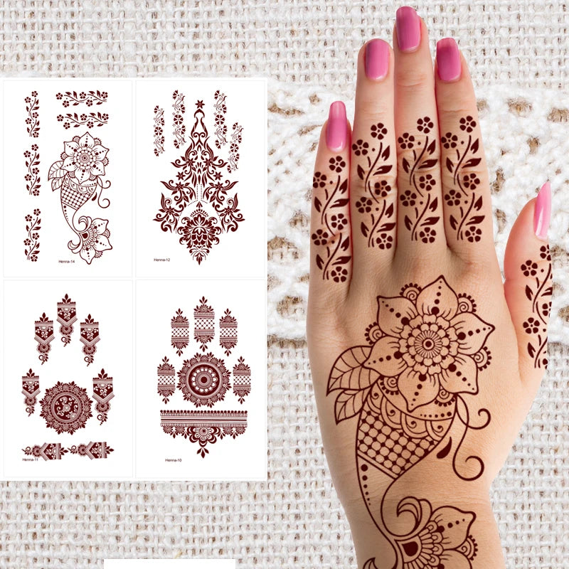 High Quality Temporary Tattoos Fashion style Henna Temporary tattoos waterproof henna sticker stickers brown hand tattoos