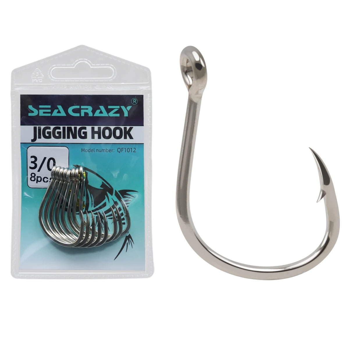 1/0#~5/0# High Carbon Steel Fishhooks Jigging Hook Saltwater Live Bait Big Game Tackle