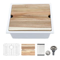 Sarlai Group 21"x18" Quartz Kitchen Sink White Undermount Ledge Workstation  21 Granite Composite Kitchen Sink