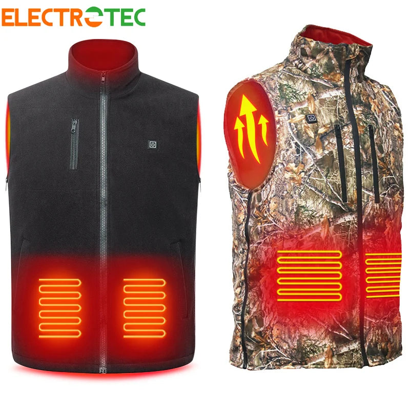 Autumn Winter Outdoor Ski Sports Hunting Warm Electric Heating Vest Safety Carbon Fiber Heating Nylon Wool Soft Heated Vest Coat