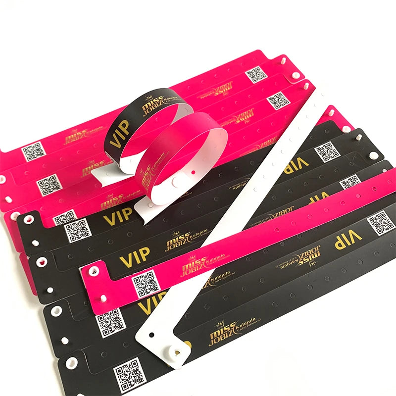 Promotional Custom Printed Vinyl Wristband Cheap Disposable Qr Code Vip Bracelets Hand Plastic Bracelets for Event