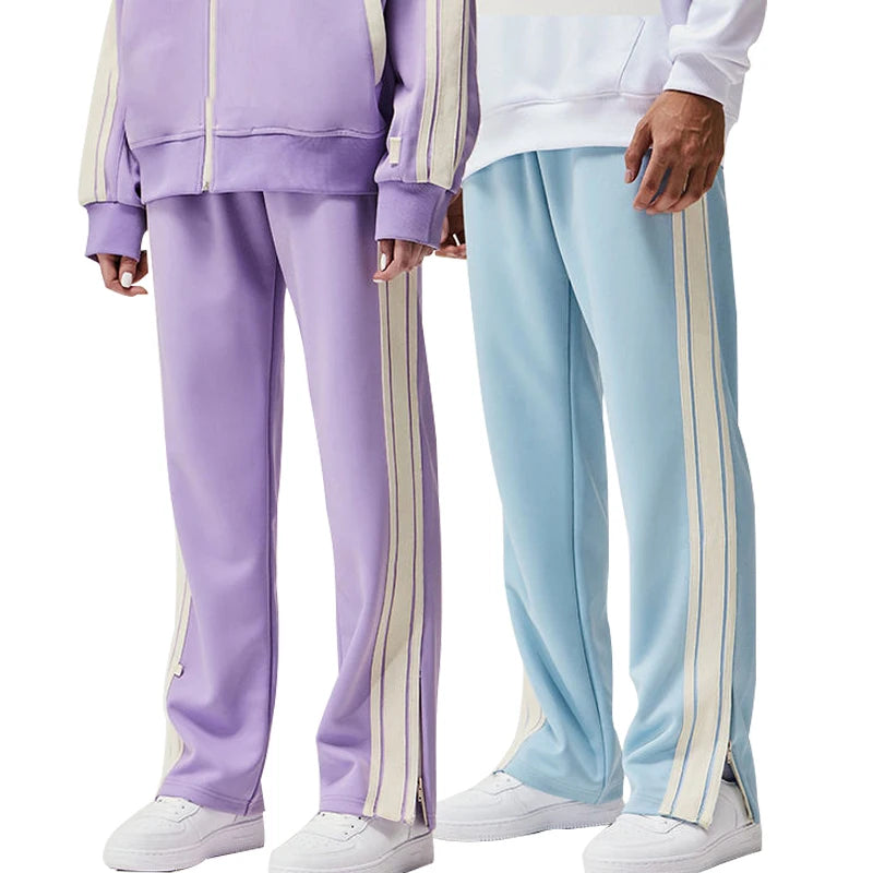 Men's Basic Stripe Tape Track Pants Heavyweight Polyester Sweat Pant Autumn Sportswear Joggers 2pcs MOQ for Couples