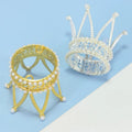 Factory Wholesale Pearl studded Diamond Bouquet Crown Round Mini Birthday Cake Topper Decoration Crown