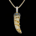 3D Designs Fashion Stylish CZ Stones Iced Out 18k Gold Plated 925 Sterling Silver Treasured Antique Knife Pendant Charm