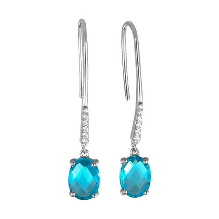 Jewelry Wholesale Classic Blue Topaz Earrings White Zirconium Design Earring Jewelry