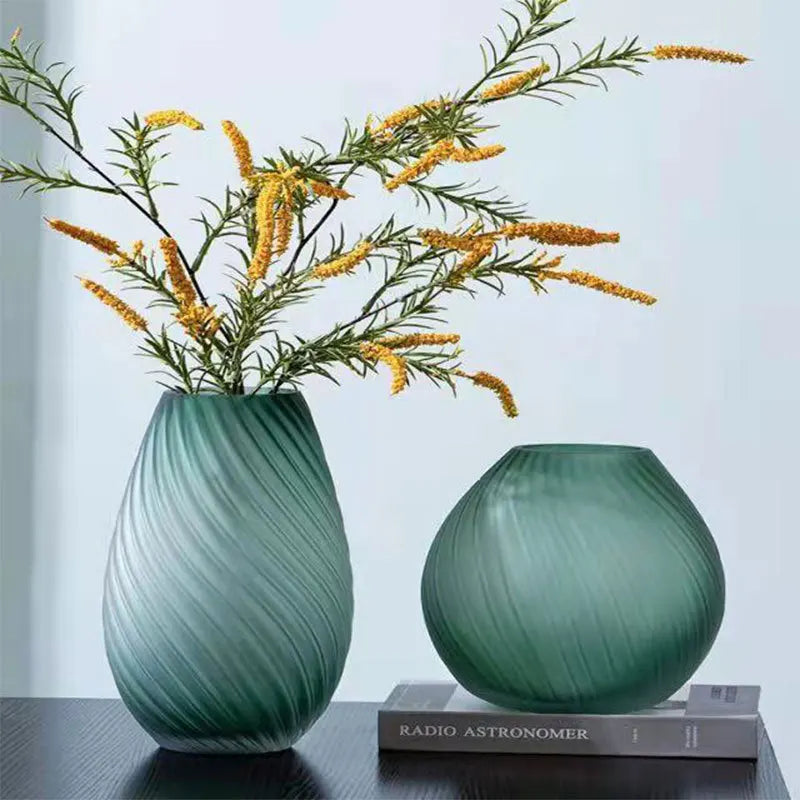 M934 Modern Artificial Flowers Glass Green Luxury Vase Table Home Wedding Decor Flower Vases