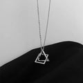 Trendy Minimalist Geometric Silver Interlocking Square Pendant Necklace for Women Fashion Jewelry Made of Stainless Steel