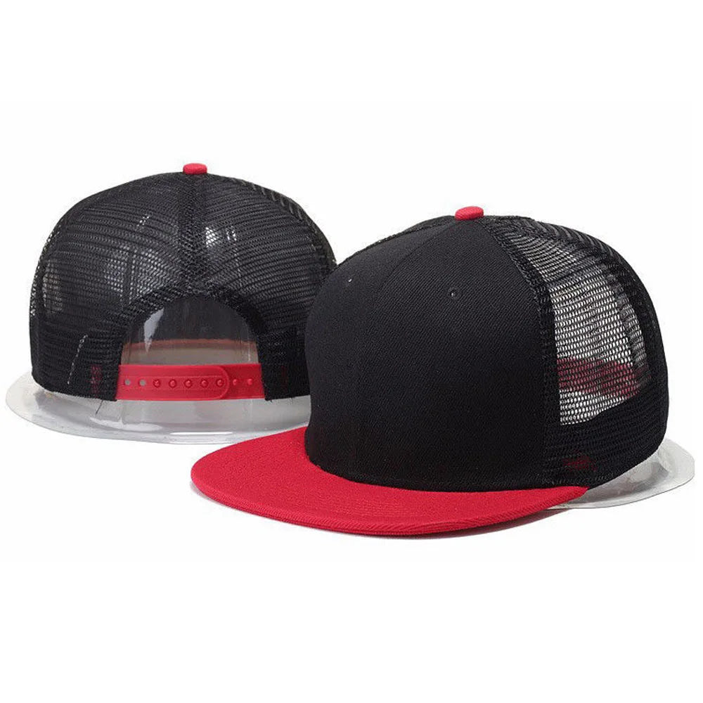 Wholesale Summer Blank Sports Cap Custom Flat Bill Hip Hop SnapBack Mesh Hat