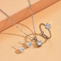 Light Luxury Six Claws Diamond Bride Necklace Earrings Ring Set Alloy Rhinestones Wedding Jewelry for Parties and Gifts