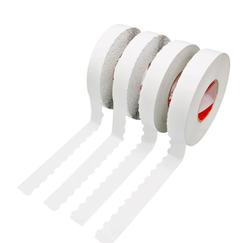 Recyclable High Viscosity Density Waterproof Low Noise Easy Tear Double Sided Wave Zipper Edge Textured Paper Self Adhesive Tape