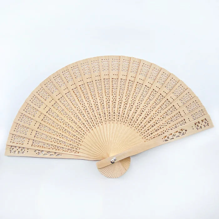 Chinese Traditional Carved Folding Fans Fragrance Wood Hand Fan Wedding Party Favor