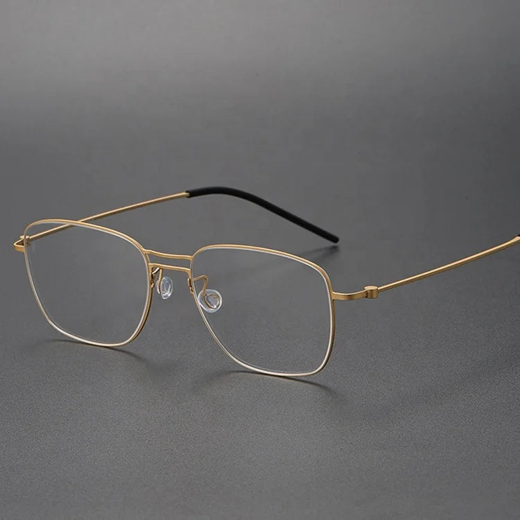 High Quality Pure Titanium Optical Gold Designer Eyeglass Frames for Men Vintage Style Spectacle Frames Wholesale Trade