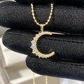 CAOSHI Custom Gorgeous Moon Design Full With Cubic Zirconia Gold Beads Chain Necklace for Wedding Pendant Necklace Jewelry Women