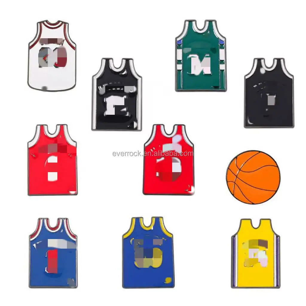 Wholesale Metal Sports Pin Metalicos US Basketball Jersey for Star Player Enamel Cloth Collar Badge Gold-Plated Polished Pin