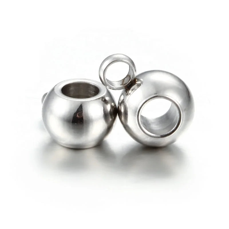 Manufacturer Stainless Steel Spacer Beads Loose Beads Big Hole DIY  Bracelets Jewelry Making Accessories