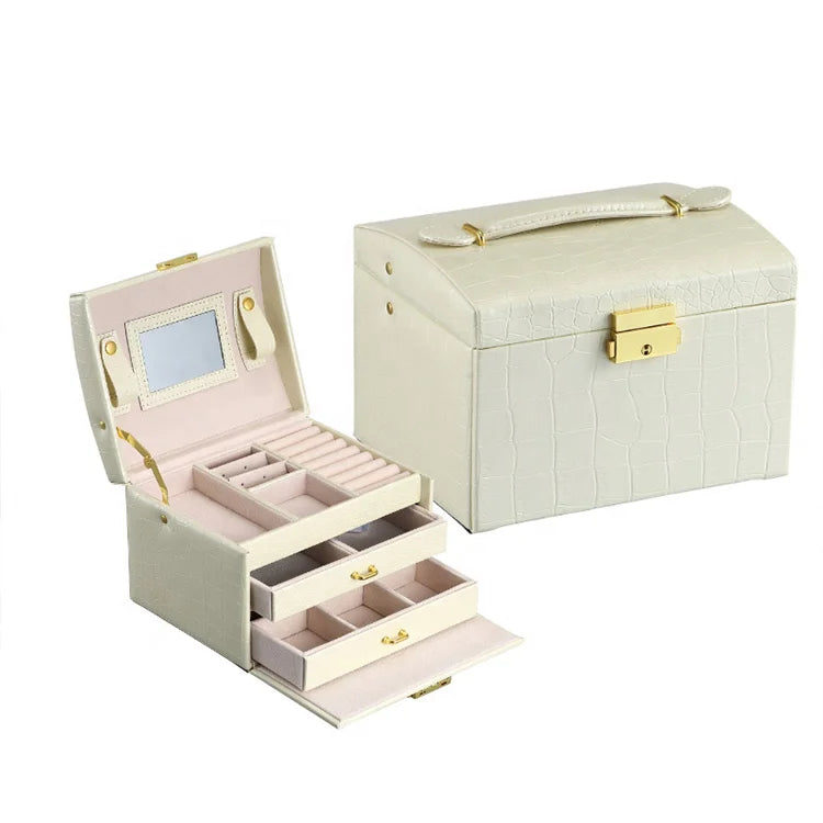 Factory Direct Supply Custom Jewelry With Logo Ring PU Leather Three Drawer Jewelry Box