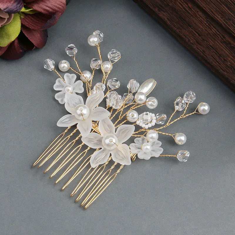 Bride Wedding Hair Comb Silver Flower Bridal Hair Piece Pearl Side Comb Eco-friendly Zinc Alloy Silver Plated Hair Accessories