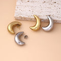 Minimal Moon Half Circle Hollow Earrings Fashion Glossy Geometric Stainless Steel Stud Earrings Jewelry