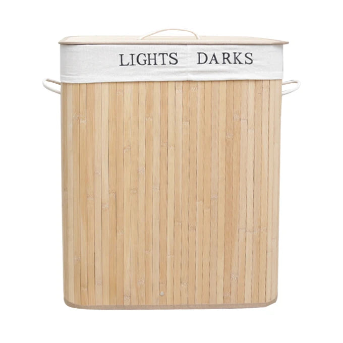 100 L Sustainable Natural Rectangle Folding Bamboo Storage Laundry Basket Lid Carry Handle Customizable Size Stocked Home Use
