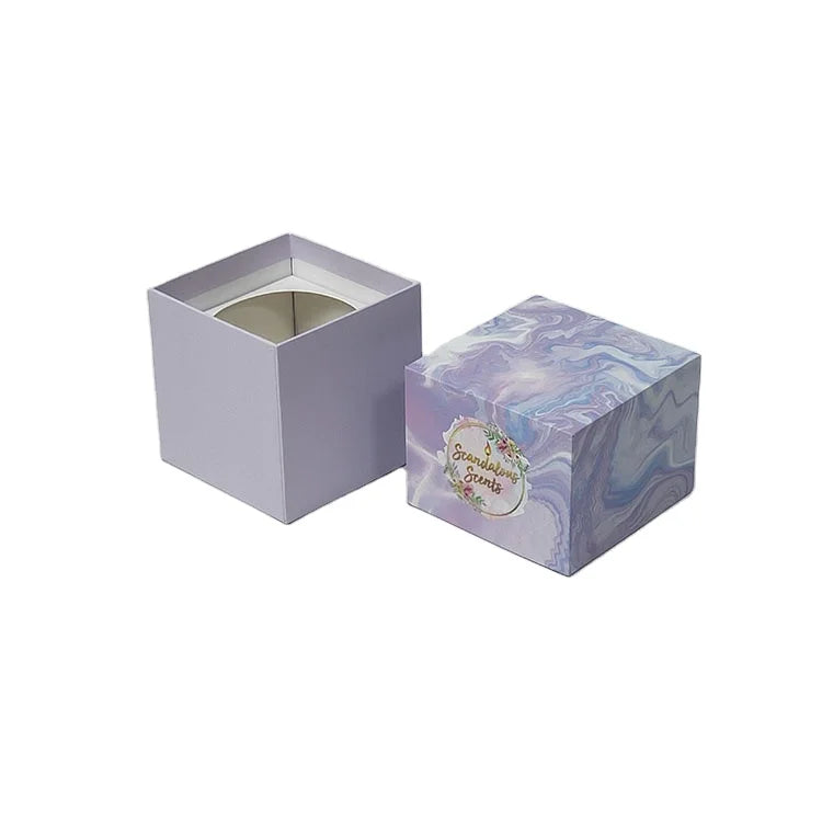 Custom Logo Printed Kraft Paper Candle Gift Box Set with Sponge Liner Matt Lamination UV Coating Square Shape with Free Sample