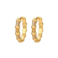 Manufacturers Women Trendy Jewelry Geometric Ear Clip Buckle Brass 18k Gold Zircon Huggie Earring Retro Diamond Hoop Earrings