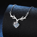 Fresh Sweet Antler Vvs D Color Moissanite Pendant S925 Sterling Silver Necklace Valentine's Day Gift for Women