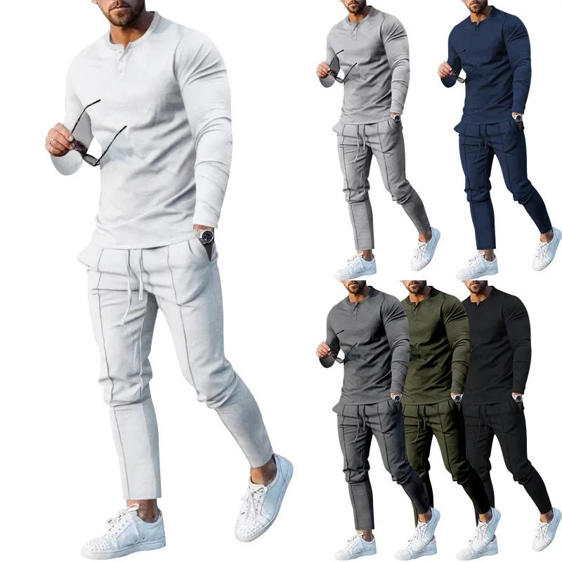 Designer Clothes Spring Fall 2 Piece Men Wear Long Sleeve Shirt and Pants Two Piece Outfits