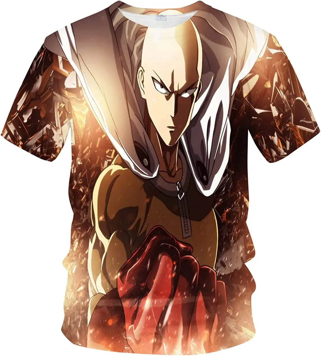 Fitspi Wholesale Anime T-shirt 3d Printed Saitama Fashion Short Sleeve Shirt for Wish Ebay Shopify