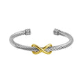 Infinity Symbol Adjustable Opening Hand Cuff Bangles Latest Designs Jewelry Stainless Steel Wire Braided Bracelet Bangle