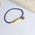 Braided Genuine Leather Fashion Bracelet with Stainless Steel Bar Valentine's Day Gift