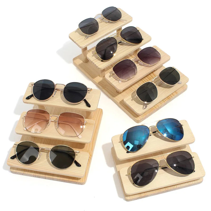 New Solid Wood Glasses Sunglasses Sunglasses Accessories Display Rack Trapezoidal Hand Office Display Rack