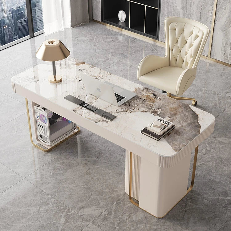 Material Upgraded Italian Light Luxury Modern Minimalist Home Office Computer Desk Drawers for Villa Use Customizable Size