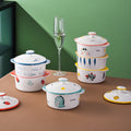 Hot Sale  600ml Nordic Style Ceramic Soup Bowl with Lid and Handle for Hotel Restaurant Home
