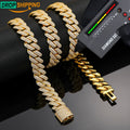 Dropshipping Cheap Price Hip Hop Men Jewelry 14mm 925 Sterling Silver VVS Moissanite Diamond Iced Out Cuban Link Chain Necklace