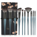 Trendy 10pcs Fancy Luxury Beauty Custom Glitter Vegan Synthetic Hair Professional Face Makeup Brush Set Bag