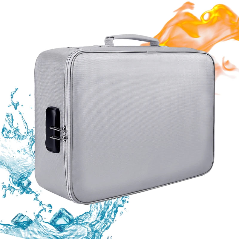 Multi-Functional Waterproof Fireproof Document Organizer Lock Zipper Closure File Storage Pouch for Home Office Passport Money