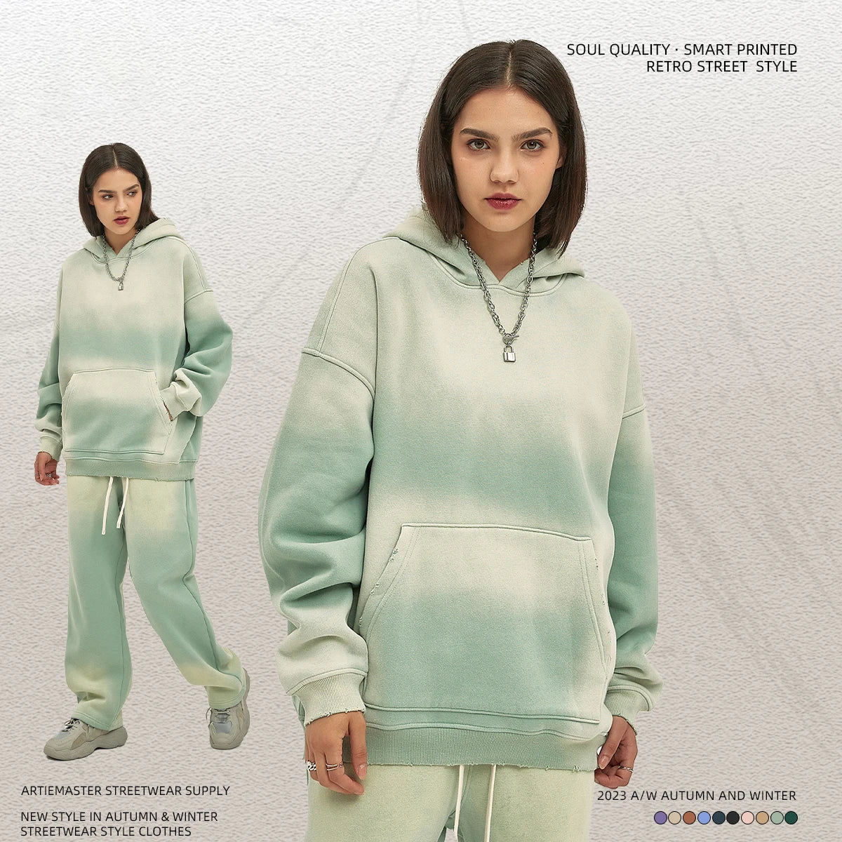 Artiemaster Hoodie Factory Manufacturer Custom Washed Oversized 100% Cotton Thick 400 Gsm Men Spray Paint Distressed Hoodie No