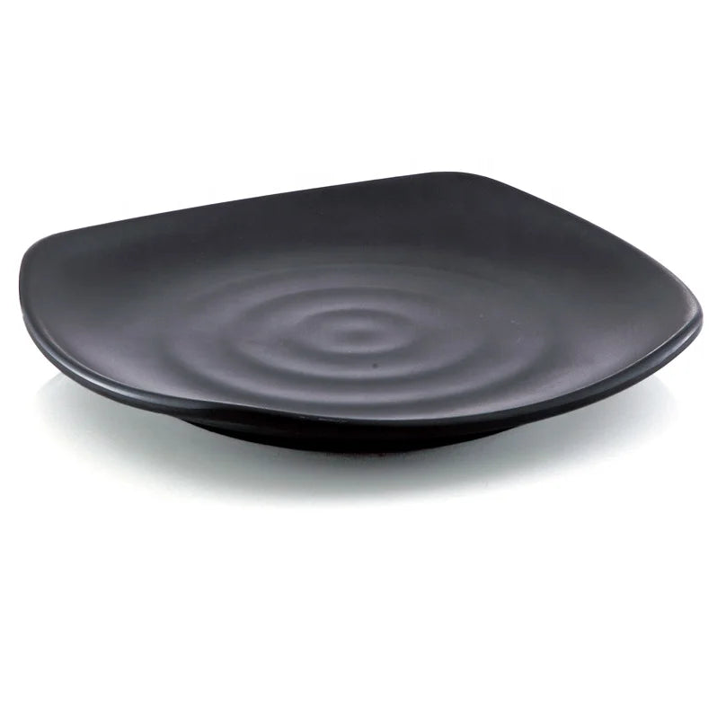 Unbreakable Commercial Restaurant Dinnerware Serving 10 Inch Black Square Melamine Plate