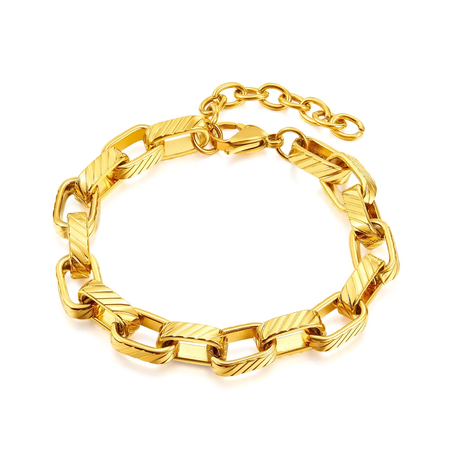 New Stainless Steel Bracelet Gold Color Personality Men's and Women's Jewelry Popular Hip Hop