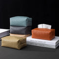 Modern Fashion Design Pu Leather Tissue Box Holder Light Luxury Woven Tissue Box Cover