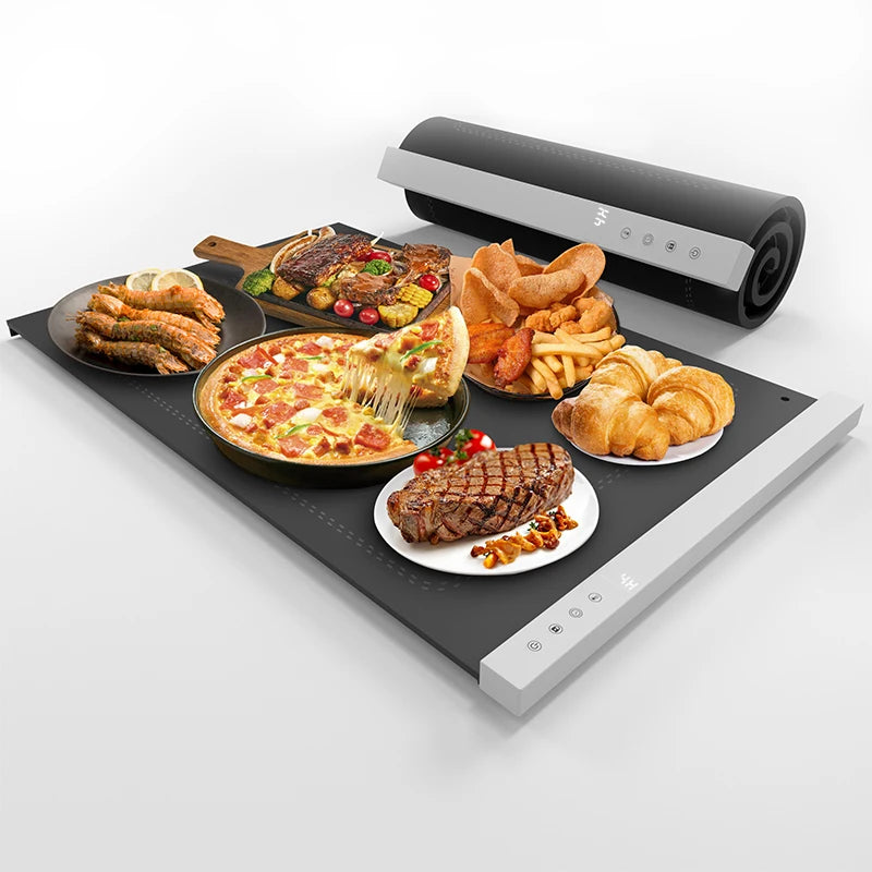 New Foldable Silicone Electronic Shabbat Sabbath Rollable Upgrade Silikon Electric Warming Tray to Keep Food Warm for Lamb Chops