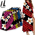 Fabric Printing Custom Various Colors of Optional Polyester Polynesian Style Flowers Printed Fabric for Dress