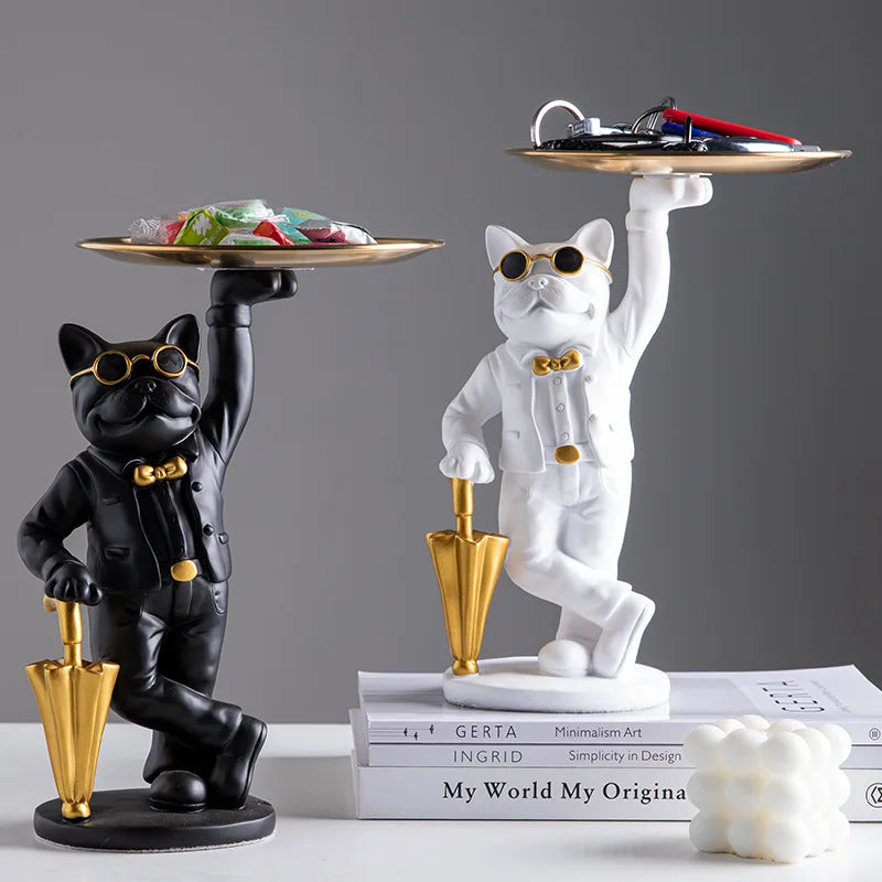 Nordic Ins-Style Creative Tray Ornaments Key Fruit Stationery Storage Animal Tray Cute Pit Bull Dog Sculpture Home Decor