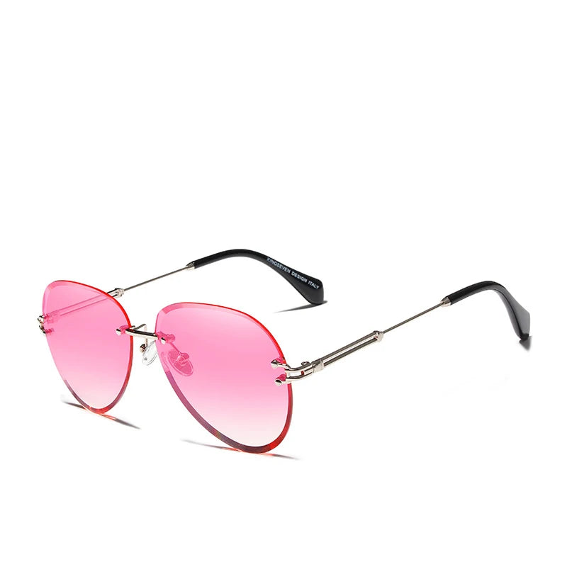 For KINGSEVEN Classic Fashion Oversized Eyewear Shades 802 Women's Rimless Sun Glasses with UV400 Gradient Lens and Glasses