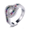 Fashion Rainbow Sterling Silver Colorful Jewelry Ring New Design Cubic Zirconia Ring for Women
