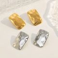 MICCI Stainless Steel Minimalist Hammer Rectangle Stud Earrings Personalized Gold Plated Fashion Jewelry Hypoallergenic